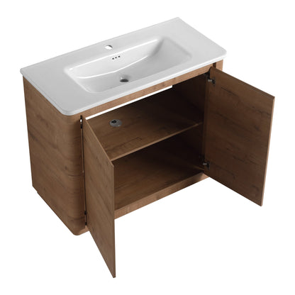 40'' Freestanding Bathroom Vanity with White Ceramic Sink & 2 - Soft - Close Door, KD - Packing, Plywood - 1st Choice Furniture Direct