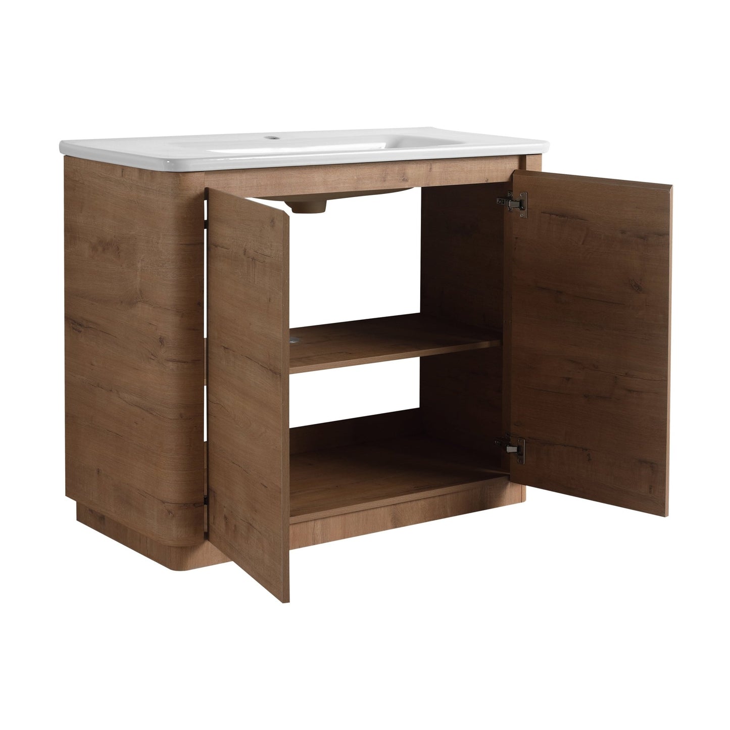 40'' Freestanding Bathroom Vanity with White Ceramic Sink & 2 - Soft - Close Door, KD - Packing, Plywood - 1st Choice Furniture Direct