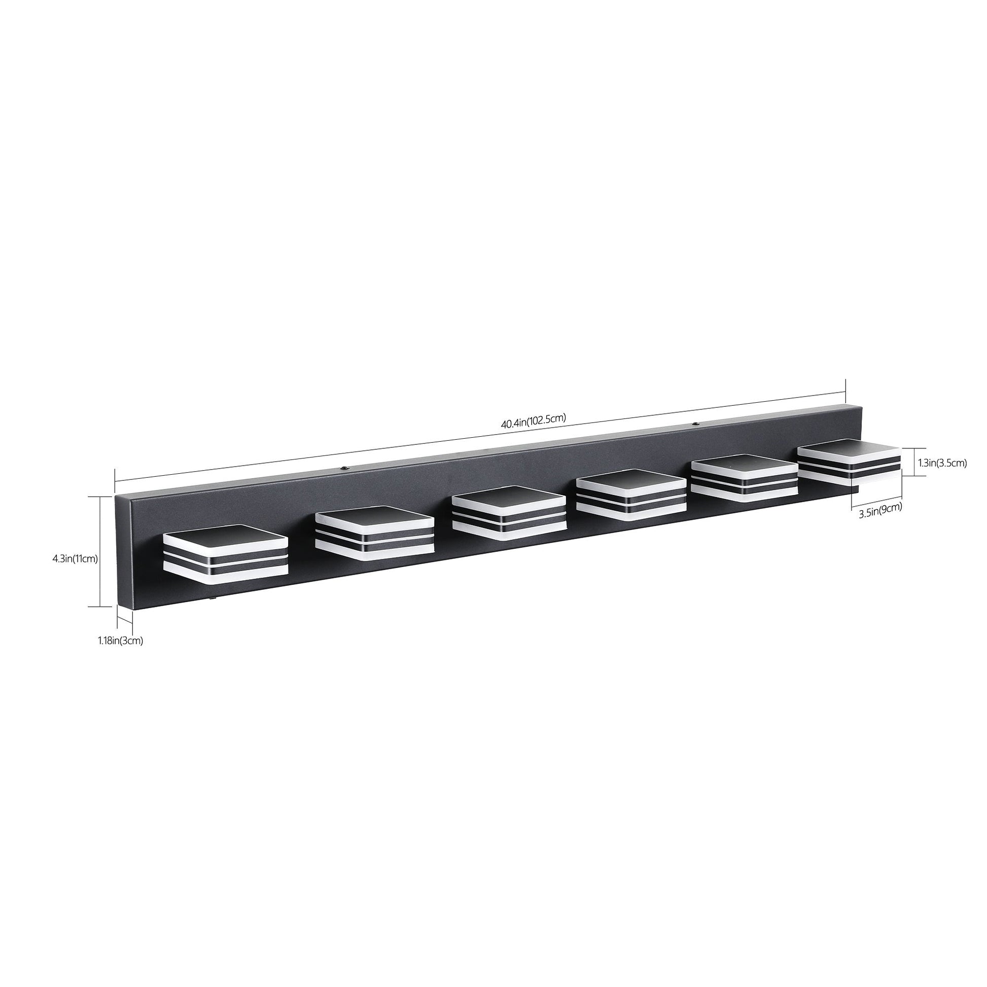 40' Modern 6 - Light LED Vanity Light - Sleek Bathroom Wall Fixture, Iron & Acrylic, Dimmable & Energy - Efficient, Ideal for Mirror Lighting - 1st Choice Furniture Direct