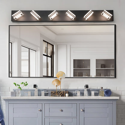 40' Modern 6 - Light LED Vanity Light - Sleek Bathroom Wall Fixture, Iron & Acrylic, Dimmable & Energy - Efficient, Ideal for Mirror Lighting - 1st Choice Furniture Direct