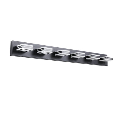 40' Modern 6 - Light LED Vanity Light - Sleek Bathroom Wall Fixture, Iron & Acrylic, Dimmable & Energy - Efficient, Ideal for Mirror Lighting - 1st Choice Furniture Direct