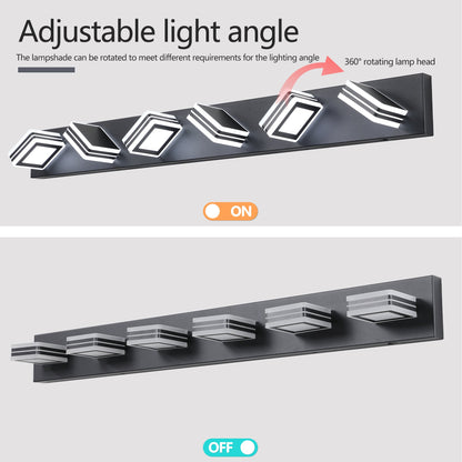 40' Modern 6 - Light LED Vanity Light - Sleek Bathroom Wall Fixture, Iron & Acrylic, Dimmable & Energy - Efficient, Ideal for Mirror Lighting - 1st Choice Furniture Direct