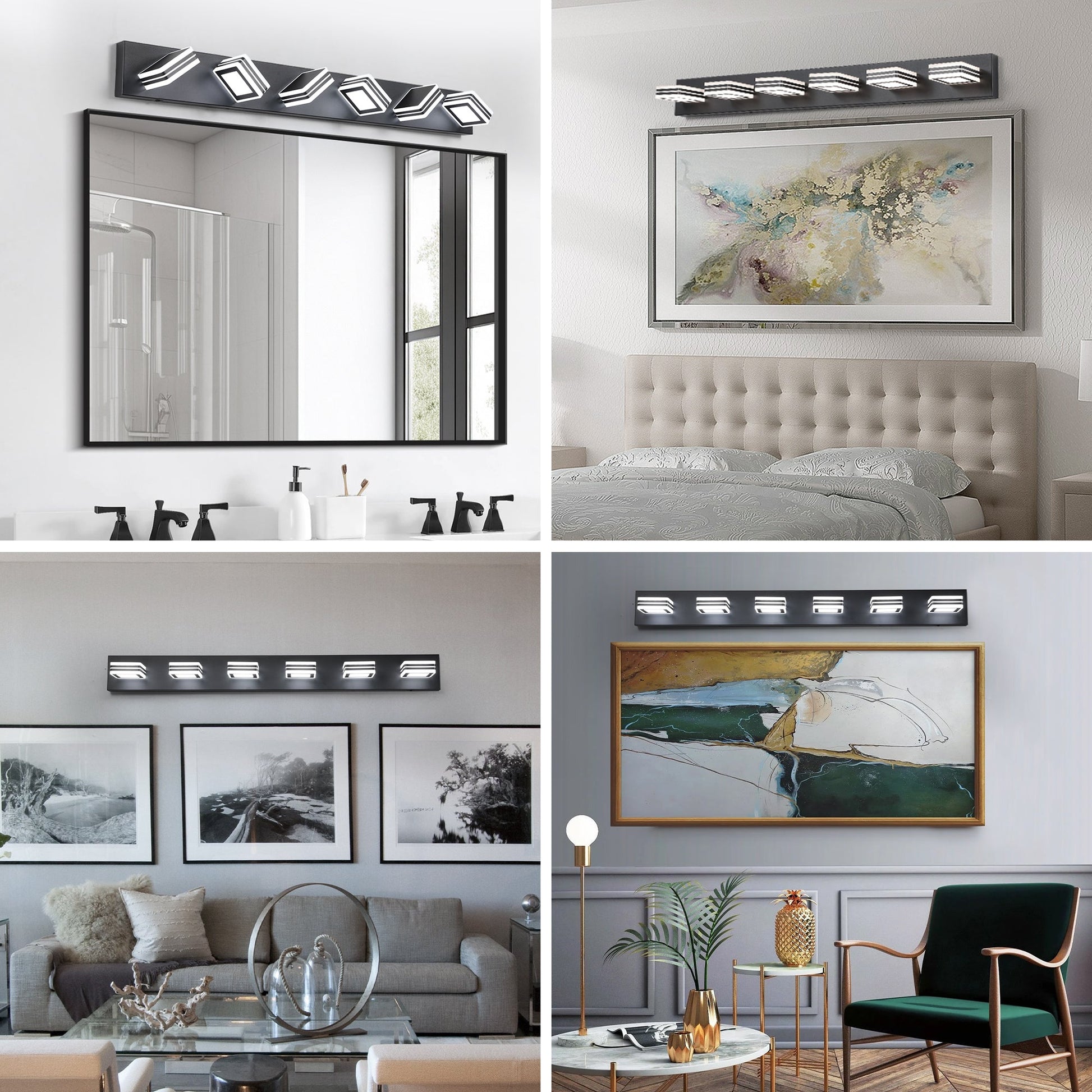 40' Modern 6 - Light LED Vanity Light - Sleek Bathroom Wall Fixture, Iron & Acrylic, Dimmable & Energy - Efficient, Ideal for Mirror Lighting - 1st Choice Furniture Direct