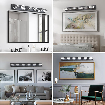 40' Modern 6 - Light LED Vanity Light - Sleek Bathroom Wall Fixture, Iron & Acrylic, Dimmable & Energy - Efficient, Ideal for Mirror Lighting - 1st Choice Furniture Direct