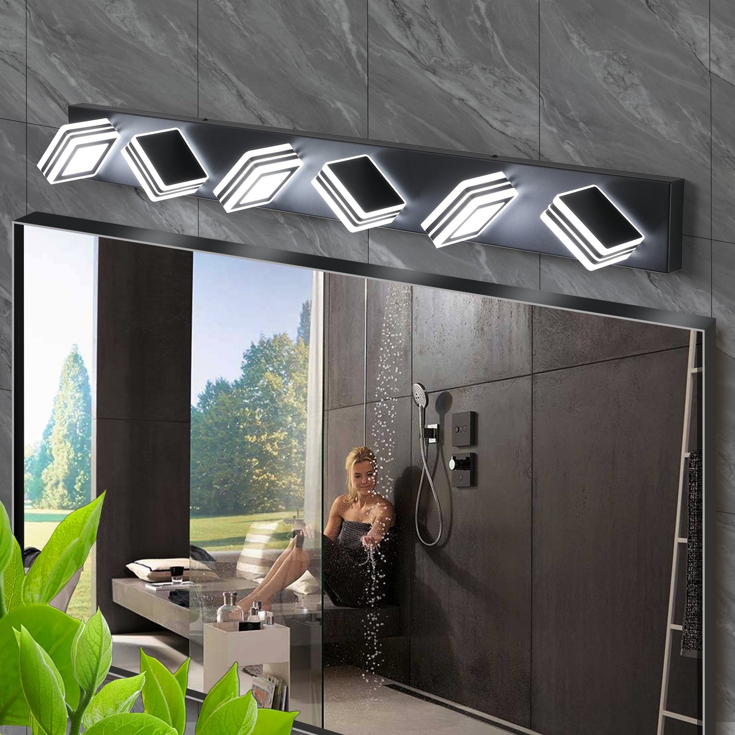 40' Modern 6 - Light LED Vanity Light - Sleek Bathroom Wall Fixture, Iron & Acrylic, Dimmable & Energy - Efficient, Ideal for Mirror Lighting - 1st Choice Furniture Direct