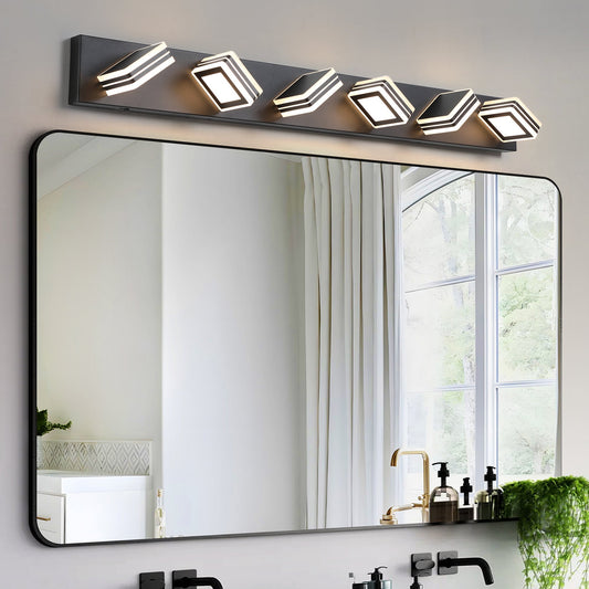 40' Modern 6 - Light LED Vanity Light - Sleek Bathroom Wall Fixture, Iron & Acrylic, Dimmable & Energy - Efficient, Ideal for Mirror Lighting - 1st Choice Furniture Direct