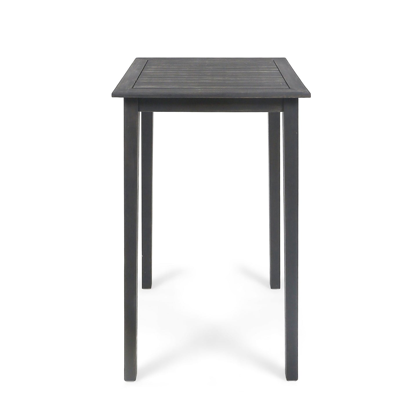 40' Outdoor Minimalist Acacia Wood Square Bar Table, Dark Gray Finish - 1st Choice Furniture Direct