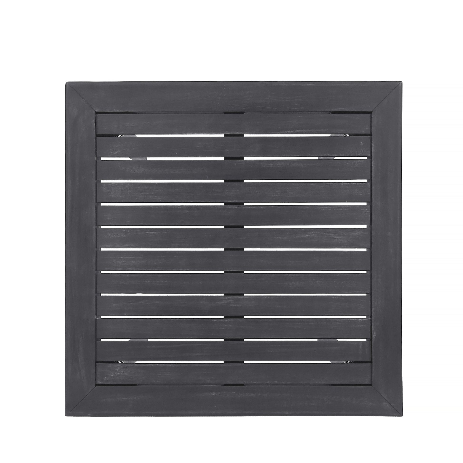 40' Outdoor Minimalist Acacia Wood Square Bar Table, Dark Gray Finish - 1st Choice Furniture Direct