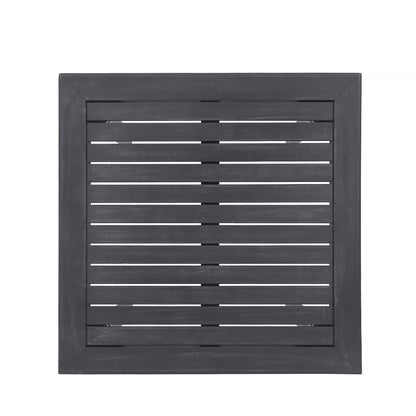 40' Outdoor Minimalist Acacia Wood Square Bar Table, Dark Gray Finish - 1st Choice Furniture Direct
