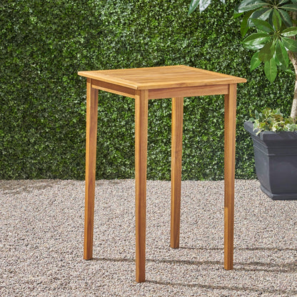40' Outdoor Minimalist Acacia Wood Square Bar Table, Teak Finish - 1st Choice Furniture Direct