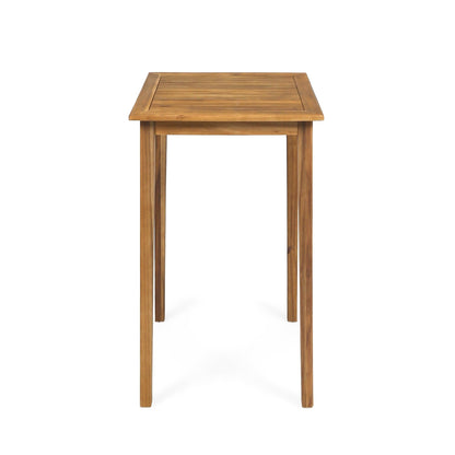 40' Outdoor Minimalist Acacia Wood Square Bar Table, Teak Finish - 1st Choice Furniture Direct