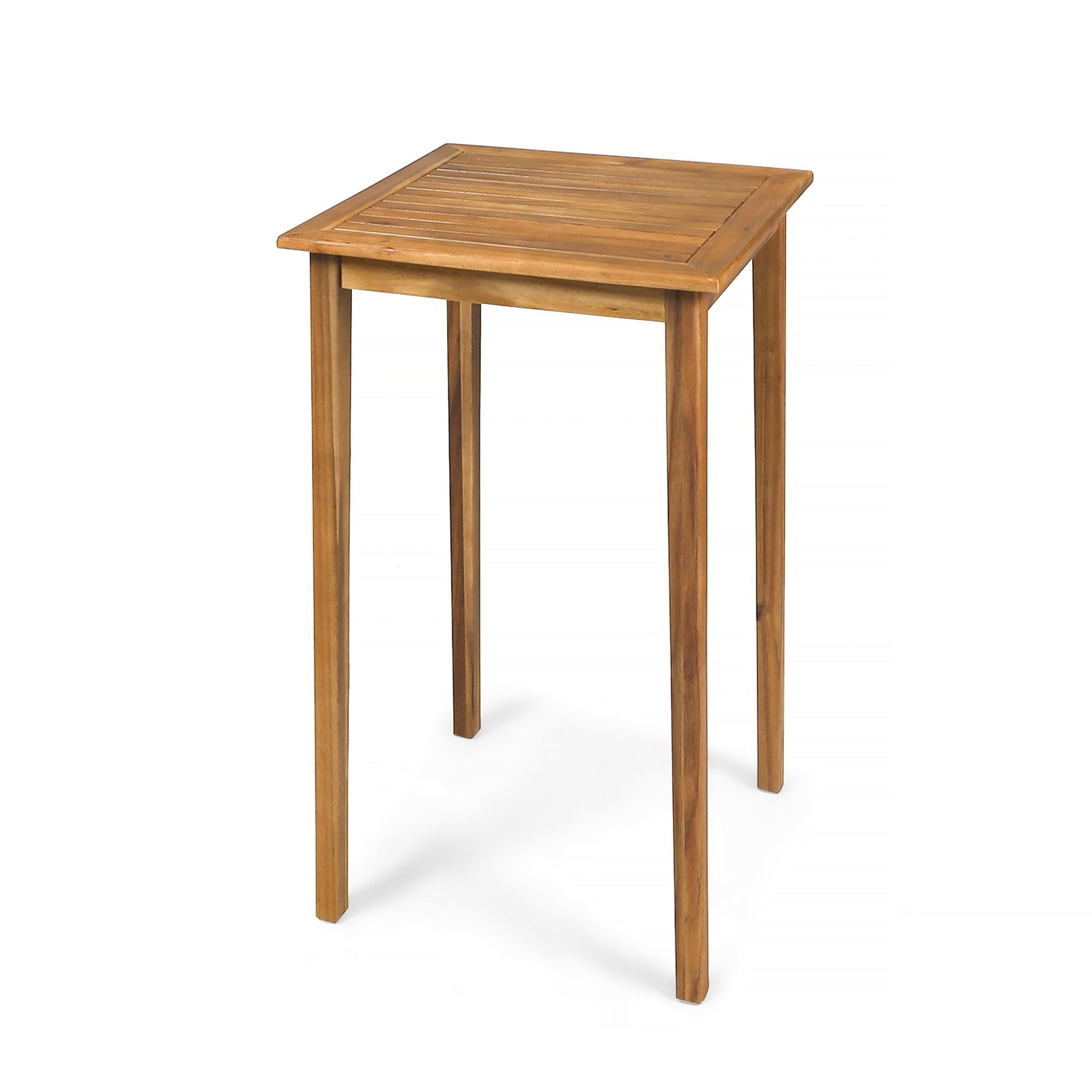 40' Outdoor Minimalist Acacia Wood Square Bar Table, Teak Finish - 1st Choice Furniture Direct