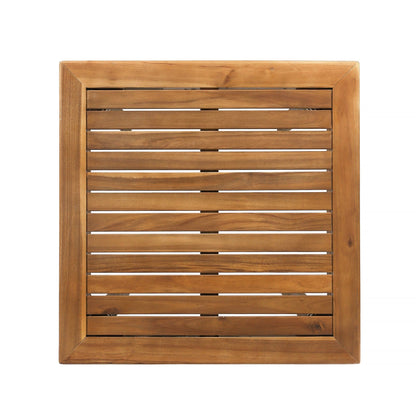 40' Outdoor Minimalist Acacia Wood Square Bar Table, Teak Finish - 1st Choice Furniture Direct