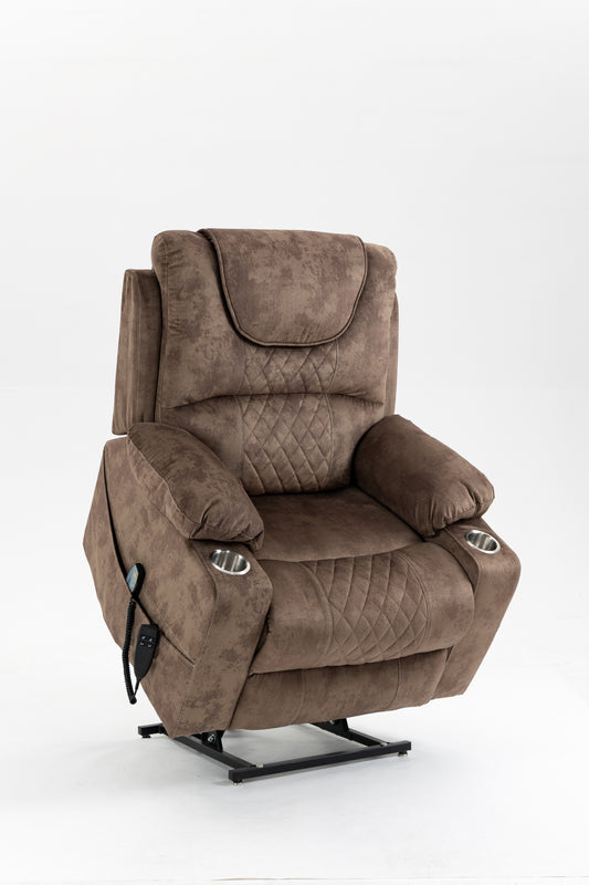 Oversized Power Lift Recliner Chair – Big & Tall Velvet Massage Recliner with Heat