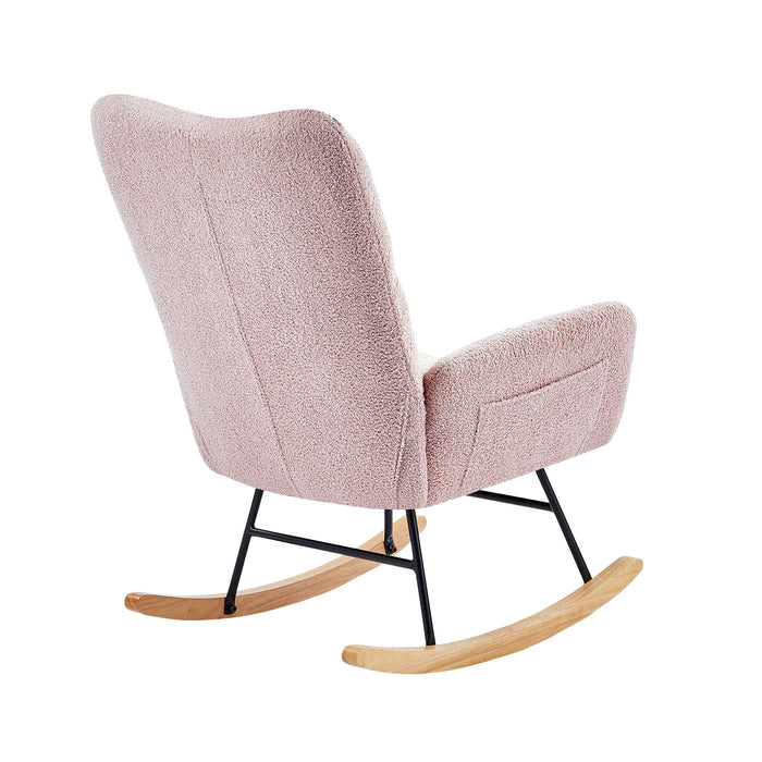 1st Choice Contemporary Luxurious Pink Teddy Fabric Rocking Chair