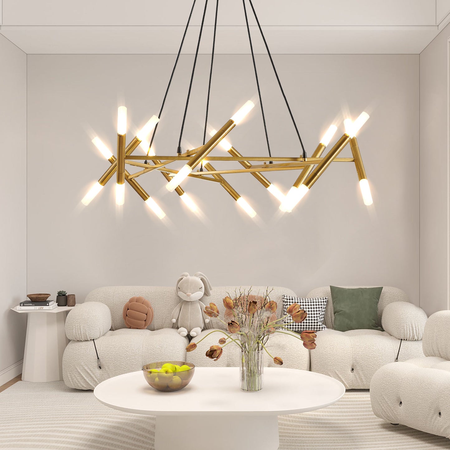 41 Inch Modern Gold Branch Chandelier Light Fixture - 1st Choice Furniture Direct