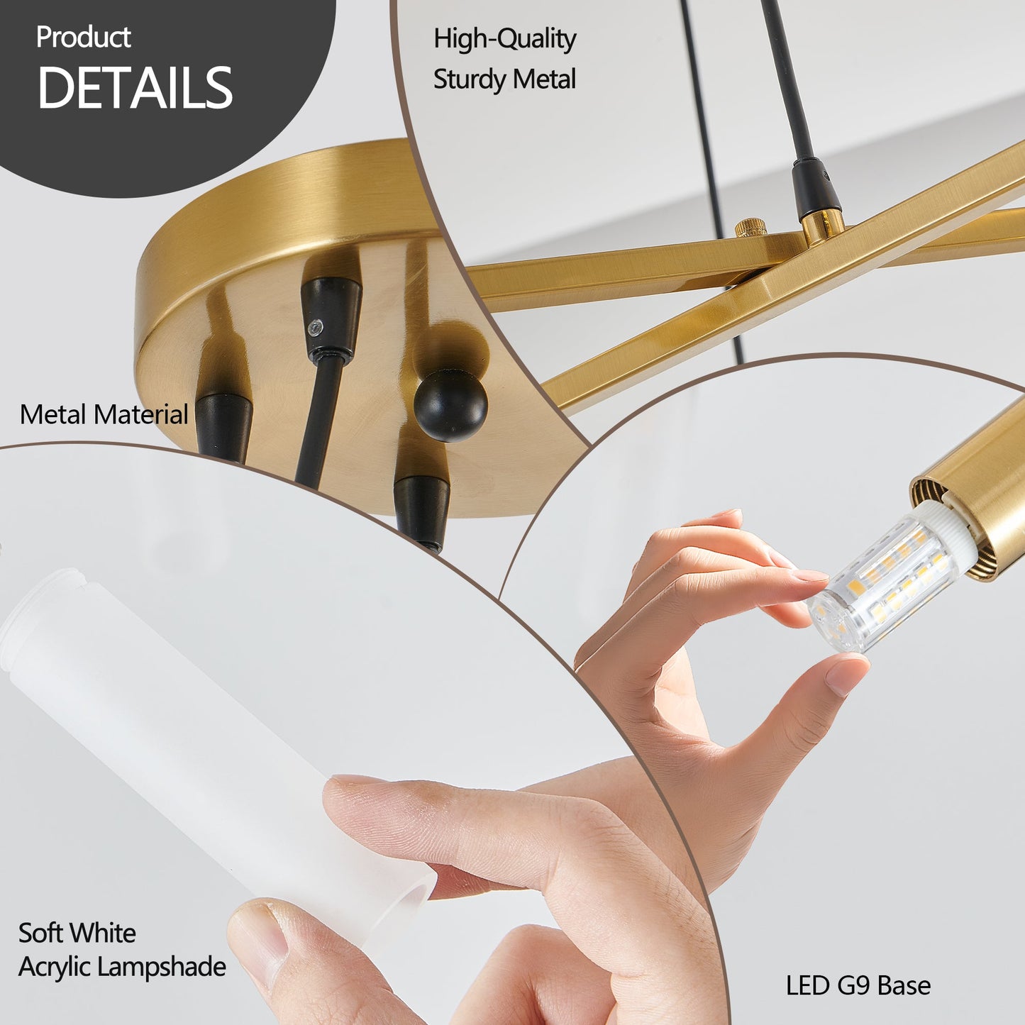 41 Inch Modern Gold Branch Chandelier Light Fixture - 1st Choice Furniture Direct
