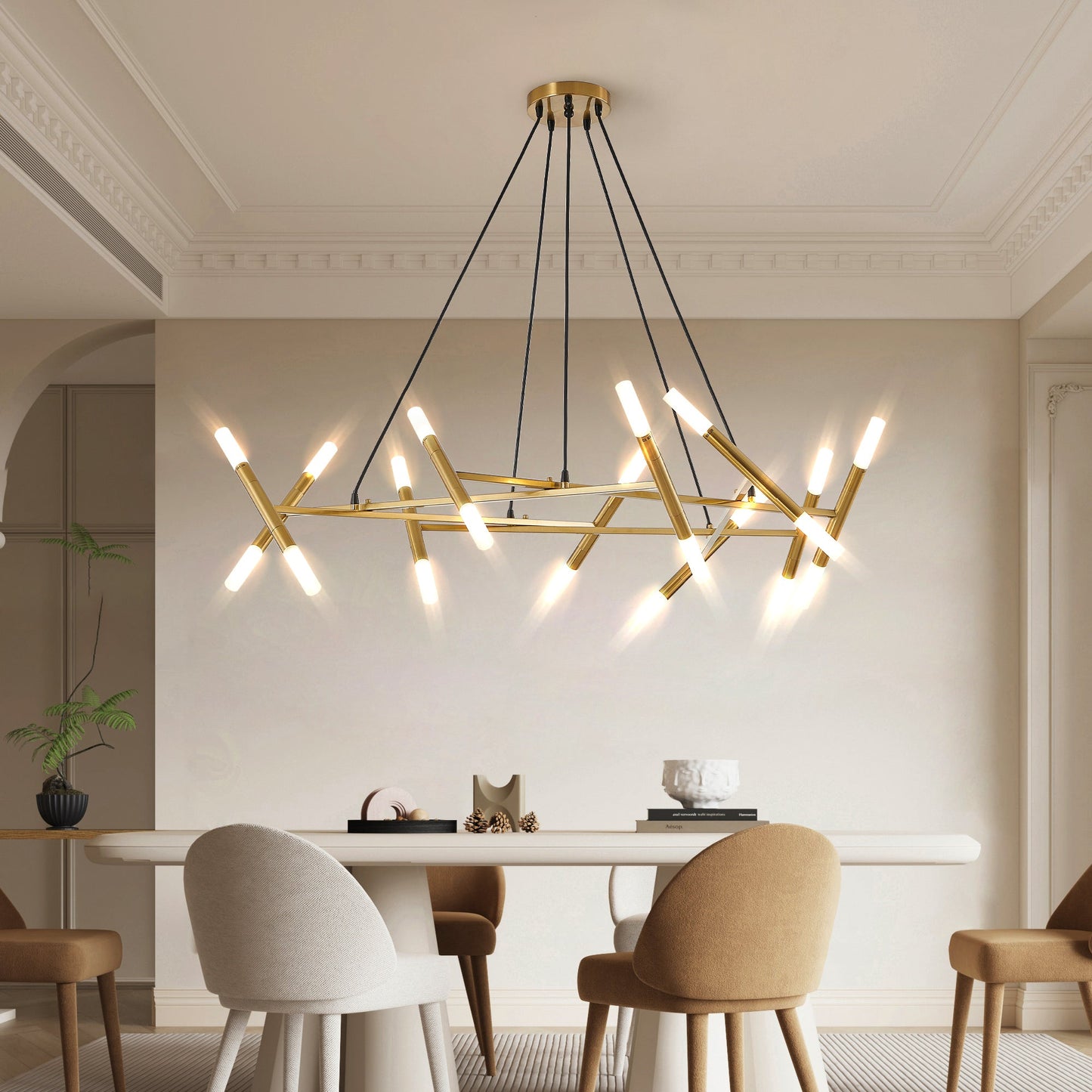 41 Inch Modern Gold Branch Chandelier Light Fixture - 1st Choice Furniture Direct