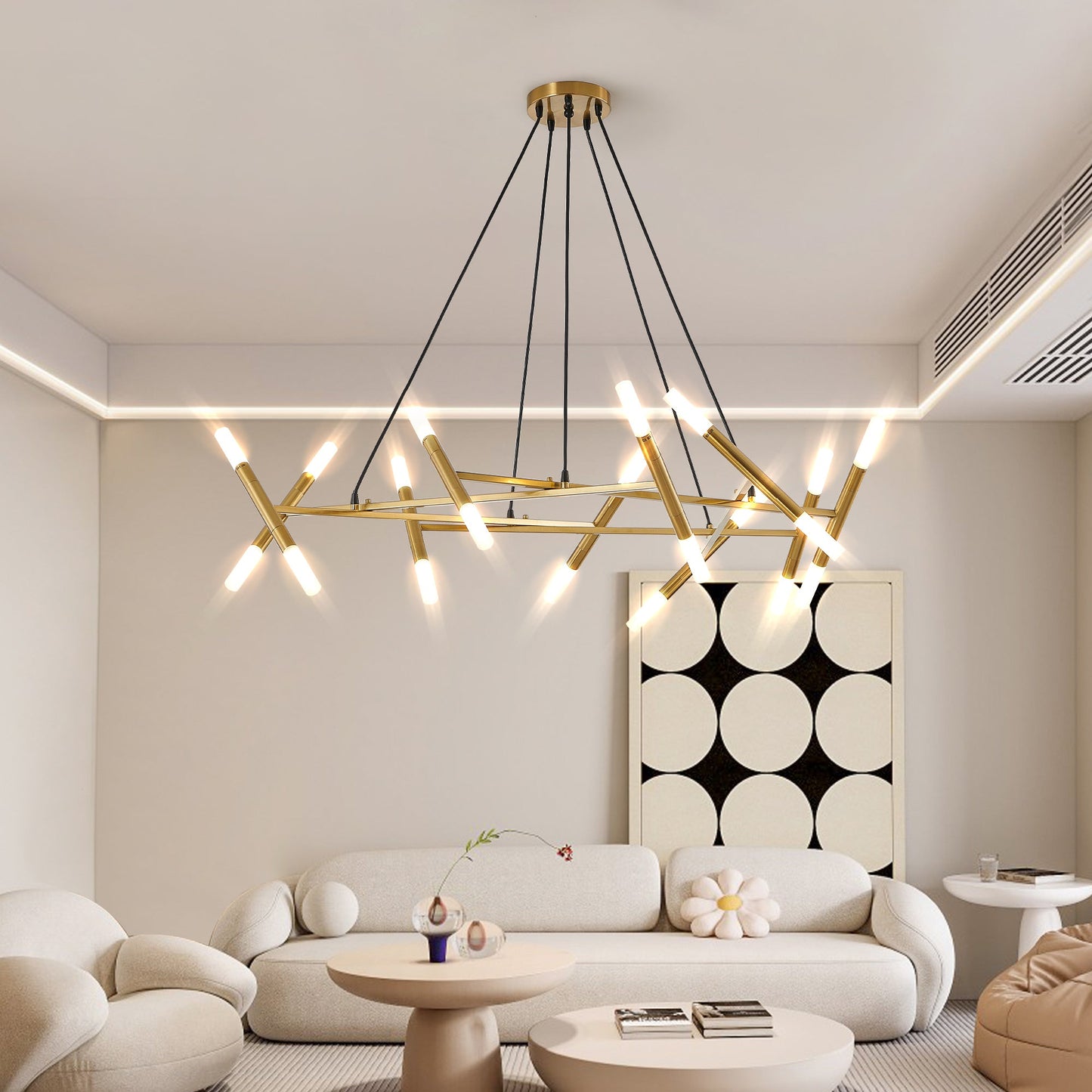 41 Inch Modern Gold Branch Chandelier Light Fixture - 1st Choice Furniture Direct