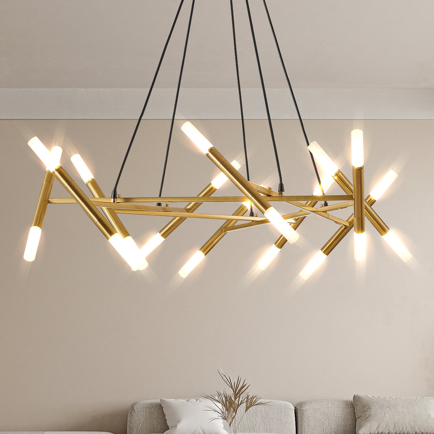 41 Inch Modern Gold Branch Chandelier Light Fixture - 1st Choice Furniture Direct