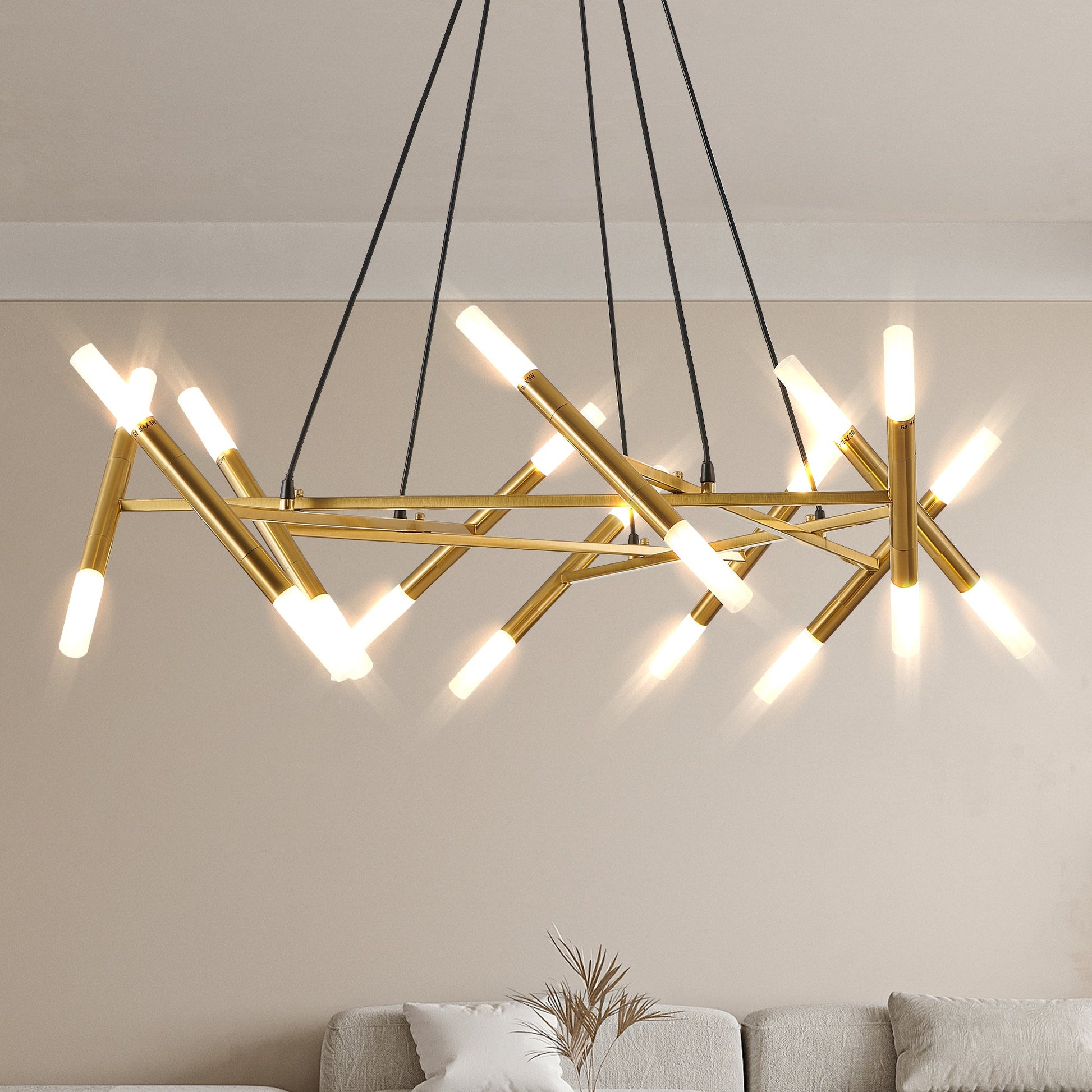41 Inch Modern Gold Branch Chandelier Light Fixture - 1st Choice Furniture Direct