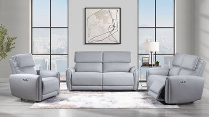 3 Piece Gray Power Reclining Living Room Set with USB Charging
