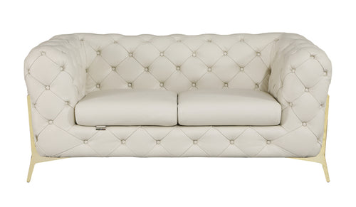 1st Choice Modern Global United Top Grain Italian Leather Loveseat in Beige