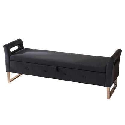 67.91' Wide Storage Soft Ottoman Bench with Armrests,Footrest Bed End Stool for Living Room, Dorm, Entryway and Bedroom, Black