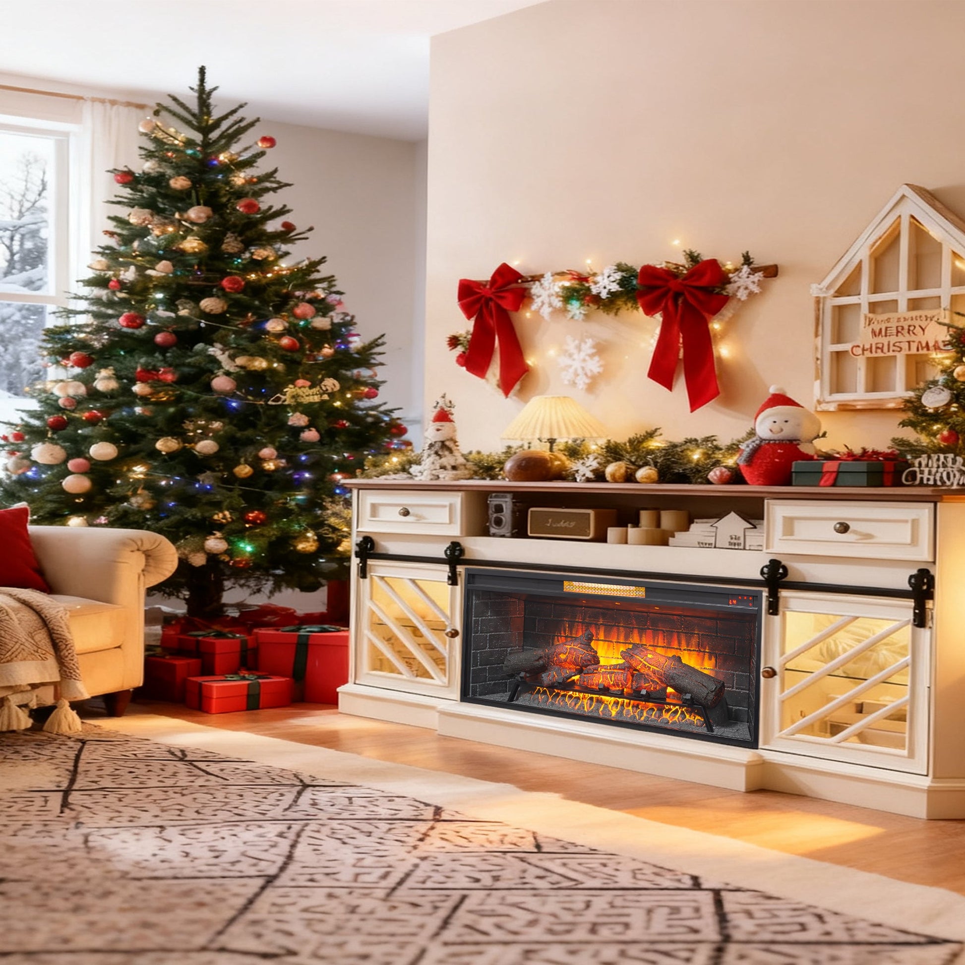 42 inch Infrared Electric Fireplace with Removable Trim kit Insert, Touch Panel Home Decor Heater - 1st Choice Furniture Direct