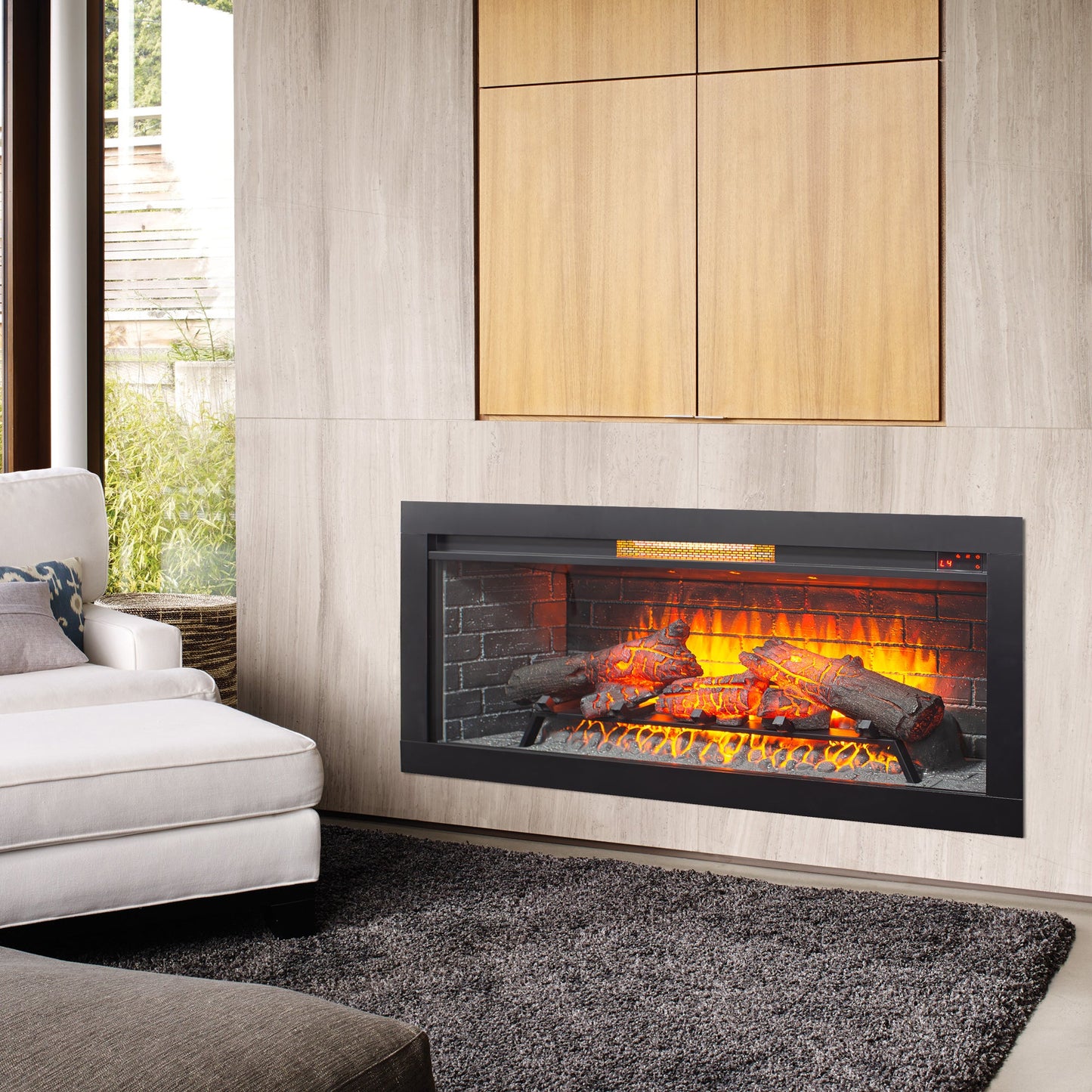 42 inch Infrared Electric Fireplace with Removable Trim kit Insert, Touch Panel Home Decor Heater - 1st Choice Furniture Direct