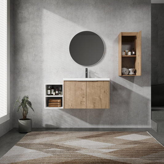 42' Wall - Mounted Bathroom Vanity With Sink and Side Cabinet, Soft Close Doors,00112IMO - 0630IMO - 0612GWH Combination Cabinet(KD - Packing) - 1st Choice Furniture Direct