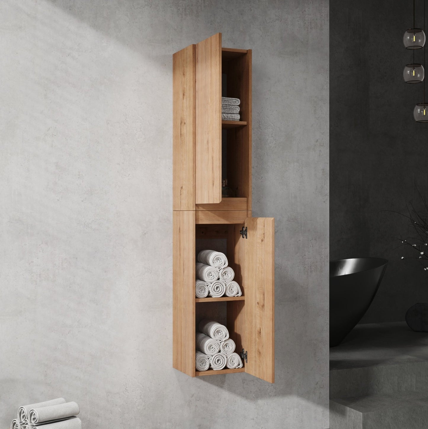 42' Wall - Mounted Bathroom Vanity With Sink and Side Cabinet, Soft Close Doors,00112IMOx2 - 0630IMO - 0612GWH Combination Cabinet(KD - Packing) - 1st Choice Furniture Direct