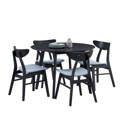 42.01 Inch Saving Place Table,Wooden Dining Table for 4 Persons,Modern Design Round Kitchen Table for Living Room,Apartment,Restaurant,Black - 1st Choice Furniture Direct