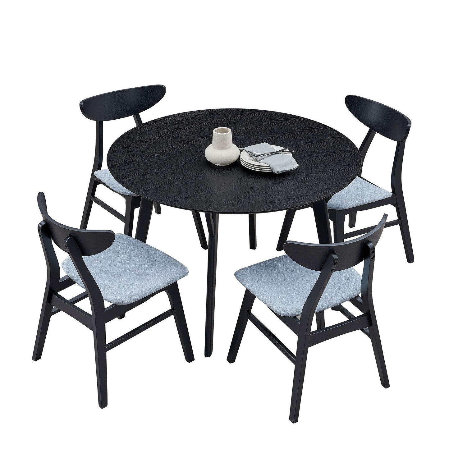 42.01 Inch Saving Place Table,Wooden Dining Table for 4 Persons,Modern Design Round Kitchen Table for Living Room,Apartment,Restaurant,Black - 1st Choice Furniture Direct