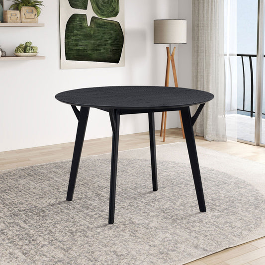 42.01 Inch Saving Place Table,Wooden Dining Table for 4 Persons,Modern Design Round Kitchen Table for Living Room,Apartment,Restaurant,Black - 1st Choice Furniture Direct