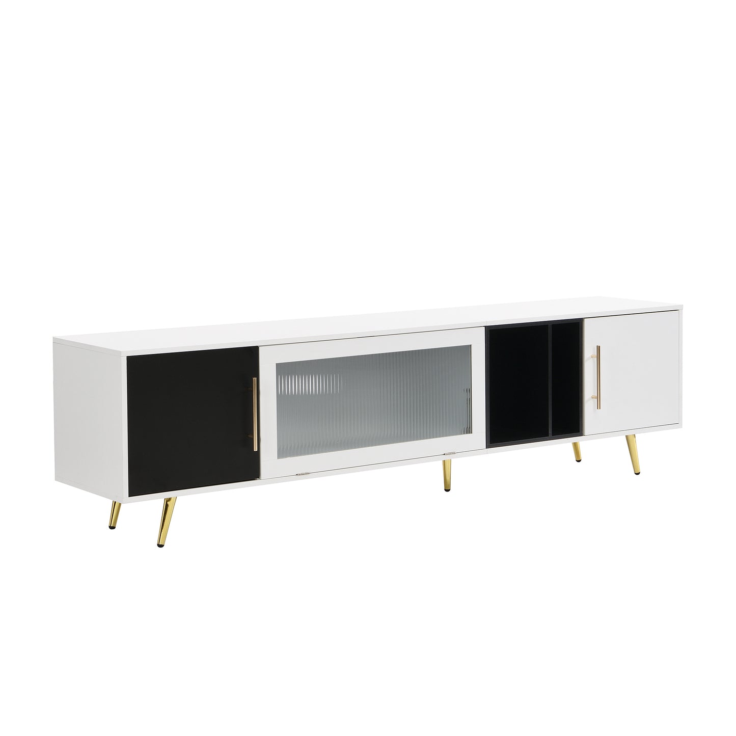 1st Choice Stylish TV Stand Two-tone Media Console with Golden Metal