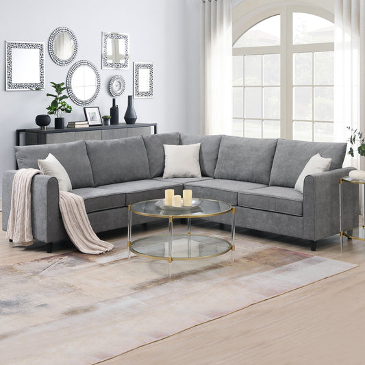 [VIDEO provided] [New] 91*91' Modern Upholstered Living Room Sectional Sofa, L Shape Furniture Couch with 3 Pillows