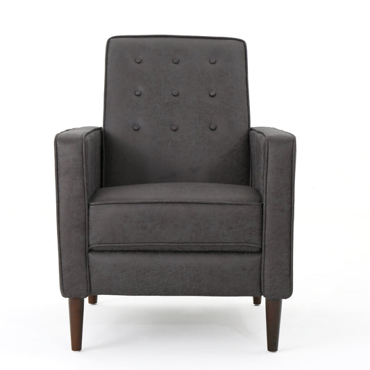 Slate Microfiber Recliner Chair with Birch Wood Legs