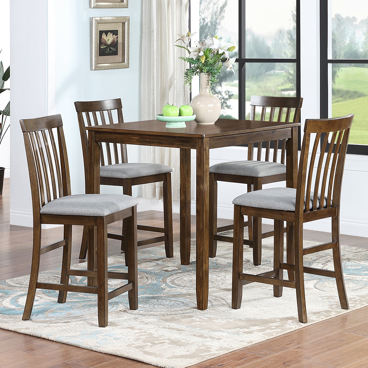 1st Choice 5 Piece Dining Table Set Wooden Dining Square Table Set for 4