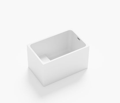 43' Acrylic Freestanding Bathtub with seat: Spacious rectangle Shape, Gloss White Finish, Chrome Overflow & Pop - Up Drain - 1st Choice Furniture Direct