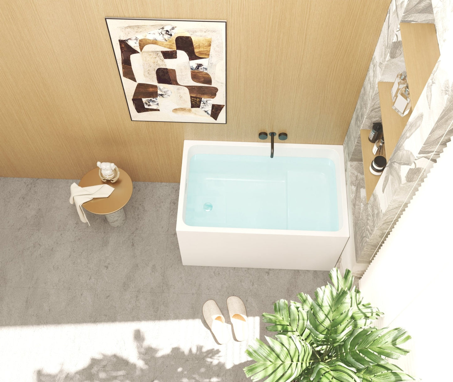 43' Acrylic Freestanding Bathtub with seat: Spacious rectangle Shape, Gloss White Finish, Chrome Overflow & Pop - Up Drain - 1st Choice Furniture Direct