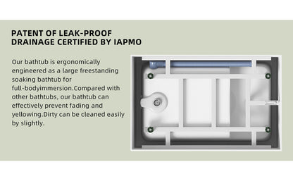 43' Acrylic Freestanding Bathtub with seat: Spacious rectangle Shape, Gloss White Finish, Chrome Overflow & Pop - Up Drain - 1st Choice Furniture Direct