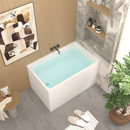 43' Gloss White Acrylic Freestanding Bathtub with Chrome Drain, Rectangular Shape, UV5 Anti - Yellowing Acrylic, CUPC Certified - 1st Choice Furniture Direct