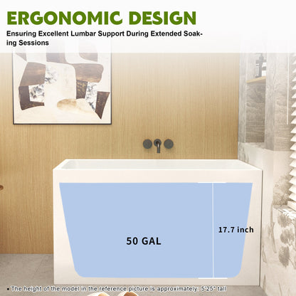 43' Gloss White Acrylic Freestanding Bathtub with Chrome Drain, Rectangular Shape, UV5 Anti - Yellowing Acrylic, CUPC Certified - 1st Choice Furniture Direct