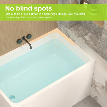 43' Gloss White Acrylic Freestanding Bathtub with Chrome Drain, Rectangular Shape, UV5 Anti - Yellowing Acrylic, CUPC Certified - 1st Choice Furniture Direct