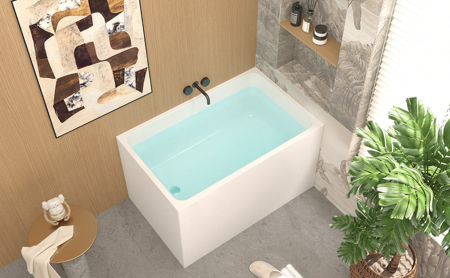 43' Gloss White Acrylic Freestanding Bathtub with Chrome Drain, Rectangular Shape, UV5 Anti - Yellowing Acrylic, CUPC Certified - 1st Choice Furniture Direct