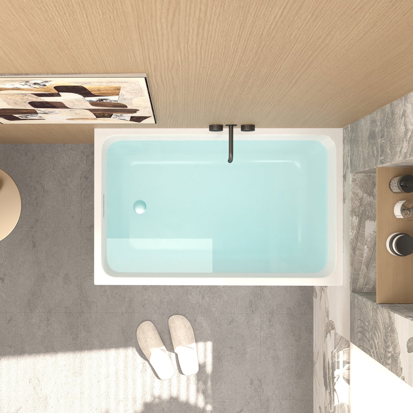 43' Gloss White Acrylic Freestanding Bathtub with Chrome Drain, Rectangular Shape, UV5 Anti - Yellowing Acrylic, CUPC Certified - 1st Choice Furniture Direct