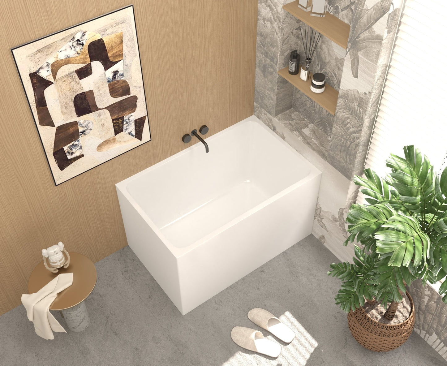 43' Gloss White Acrylic Freestanding Bathtub with Chrome Drain, Rectangular Shape, UV5 Anti - Yellowing Acrylic, CUPC Certified - 1st Choice Furniture Direct
