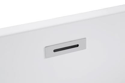 43' Gloss White Acrylic Freestanding Bathtub with Chrome Drain, Rectangular Shape, UV5 Anti - Yellowing Acrylic, CUPC Certified - 1st Choice Furniture Direct