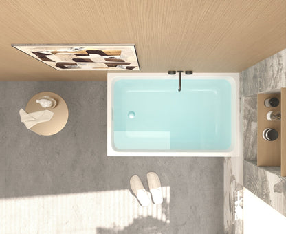 43' Gloss White Acrylic Freestanding Bathtub with Chrome Drain, Rectangular Shape, UV5 Anti - Yellowing Acrylic, CUPC Certified - 1st Choice Furniture Direct